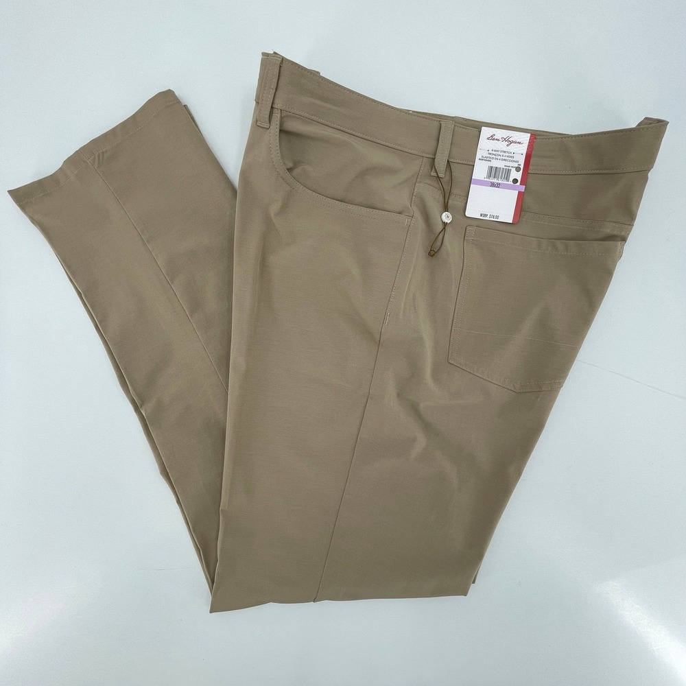 Ben Hogan Mens Golf Pants 38x32 Khaki NEW 4-Way Stretch Performance BGBFA043DS